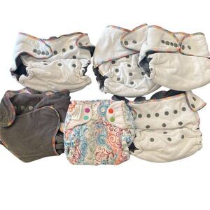 set of 6 cloth diapers 1 is bumGenius no inserts adjustable see photos for wear